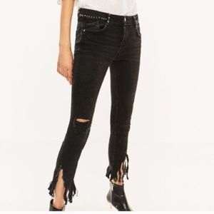 Zara Trafaluc Chewed Hem Studded Skinny Jeans